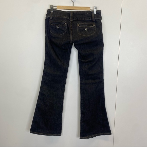 Vintage Y2k Streetwear Society Low Rise Pocket Front Dark Denim Jeans Size 7 - Picture 2 of 6